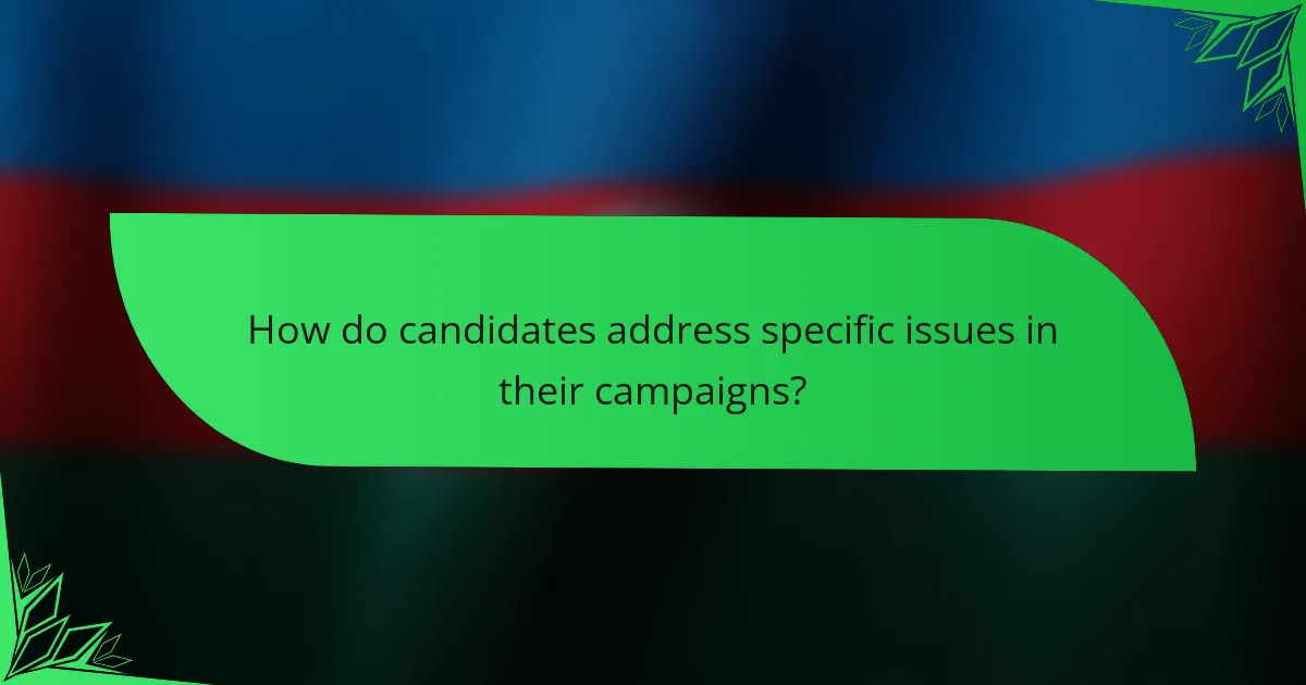 How do candidates address specific issues in their campaigns?