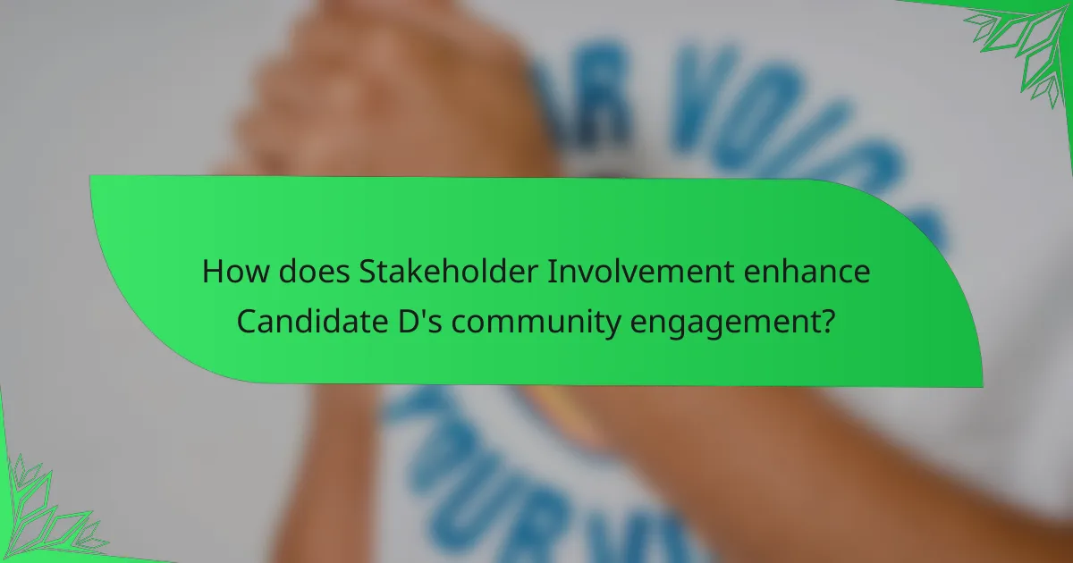 How does Stakeholder Involvement enhance Candidate D's community engagement?