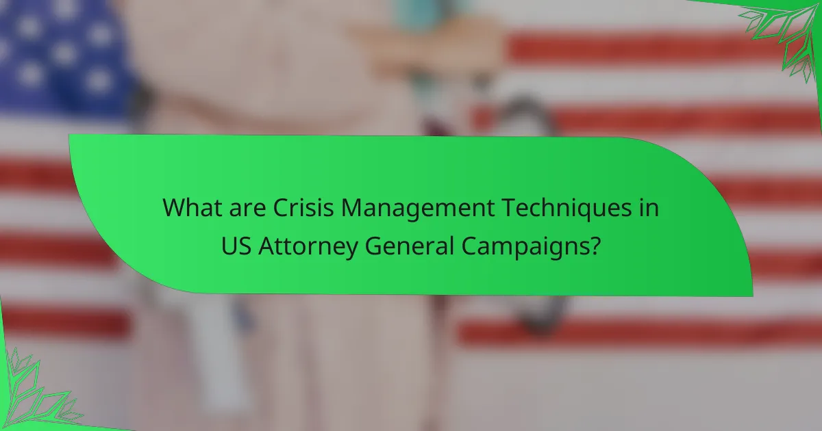 What are Crisis Management Techniques in US Attorney General Campaigns?